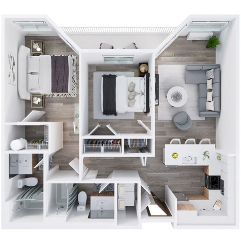 Harbor Sky Apartments in Portland, Oregon 2x2 B Floor Plan